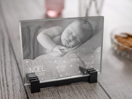 Plaque photo en verre gravée