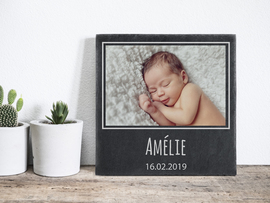 Ardoise avec photo bébé
