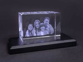 Cadre photo en verre 3D famille