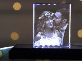 Cadre photo en verre 3D mariage