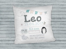 Coussin photo comme cadeau de naissance