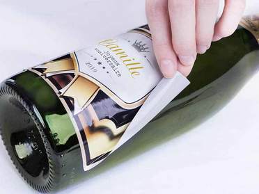 Étiquette personnalisée autocollante ovale pour bouteille champagne