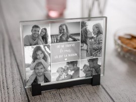 Plaque photo en verre gravée