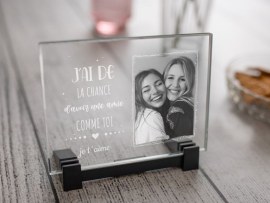 Plaque photo en verre amie