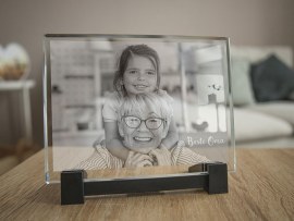 Plaque photo en verre gravée avec photo