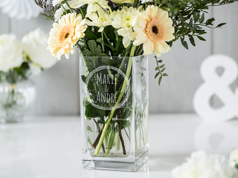 Vase en verre personnalisé avec gravure