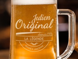 Chope à bière avec gravure personnalisé