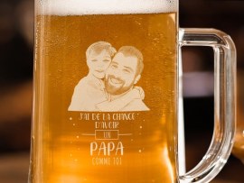 Verre à bière gravé avec photo