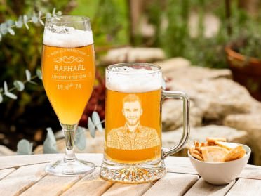 Verre à Bière Gravé Main - Motif Tigre - Artisanat - NEUF