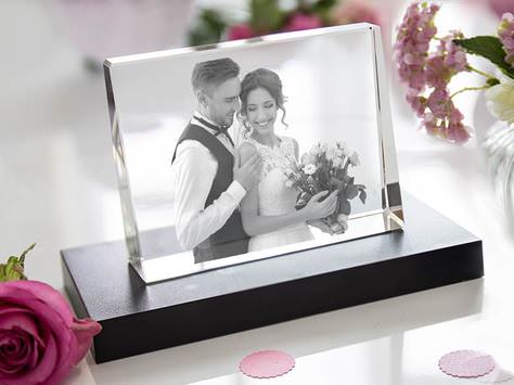 Cadre photo en verre mariage