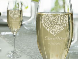 Coupe de champagne avec gravure