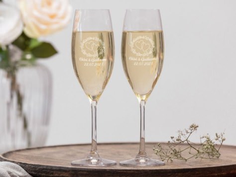 Coupe de champagne avec gravure