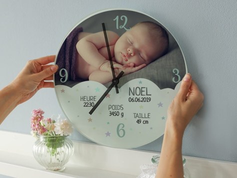 Horloge photo en verre