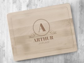 Planche à decouper en bois famille