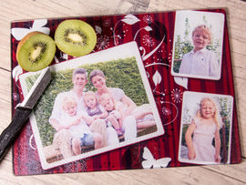 Planche à decouper verre famille